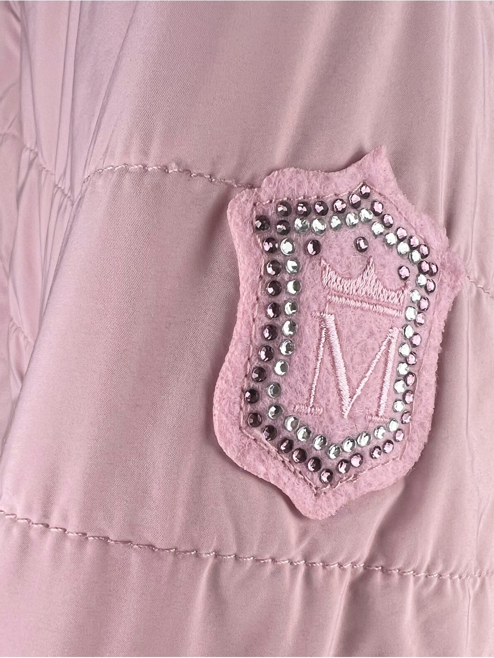 Monnalisa Girls Lightweight Hooded Ruffled Puffer Jacket, Pink, 8Y - Picture 7 of 10
